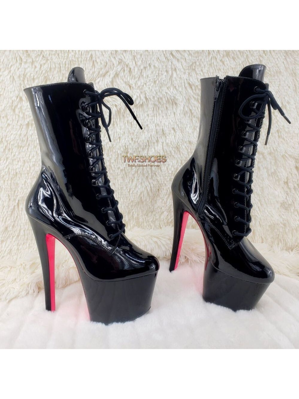Sky 1020TT Black Patent High Heel Ankle Boots - Picture 12 of 14